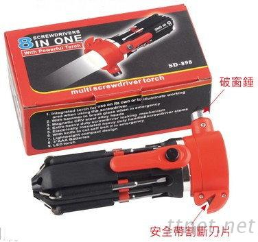 八合一螺絲起子手電筒工具組